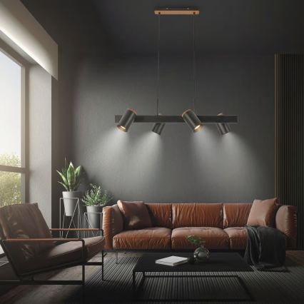 Briloner 4059045 - Люстра на тросі ERA 4xGU10/10W/230V чорна