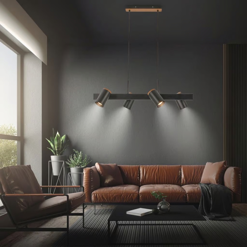 Briloner 4059045 - Люстра на тросі ERA 4xGU10/10W/230V чорна