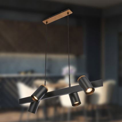 Briloner 4059045 - Люстра на тросі ERA 4xGU10/10W/230V чорна