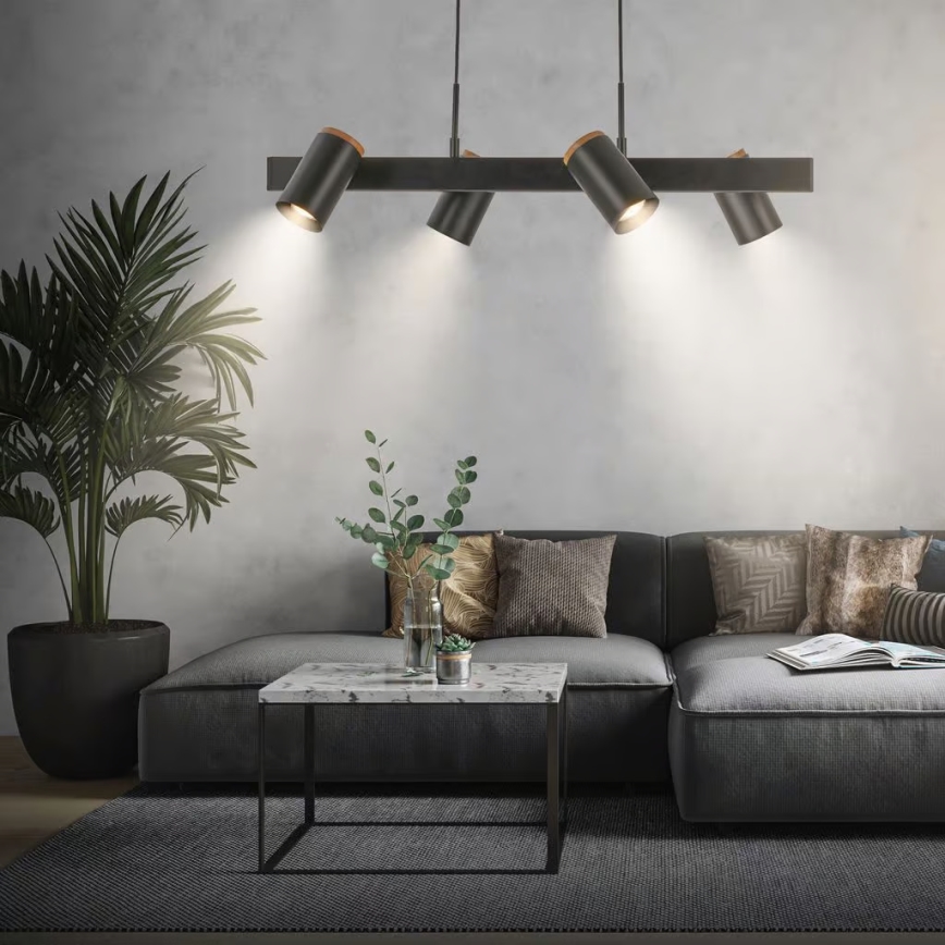 Briloner 4059045 - Люстра на тросі ERA 4xGU10/10W/230V чорна