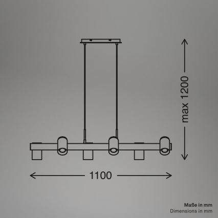 Briloner 4059065 - Підвісна люстра ERA на тросі 6xGU10/10W/230V, чорна