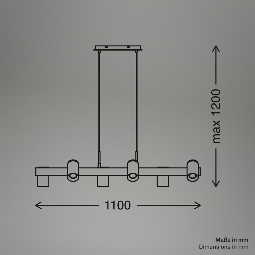 Briloner 4059065 - Підвісна люстра ERA на тросі 6xGU10/10W/230V, чорна