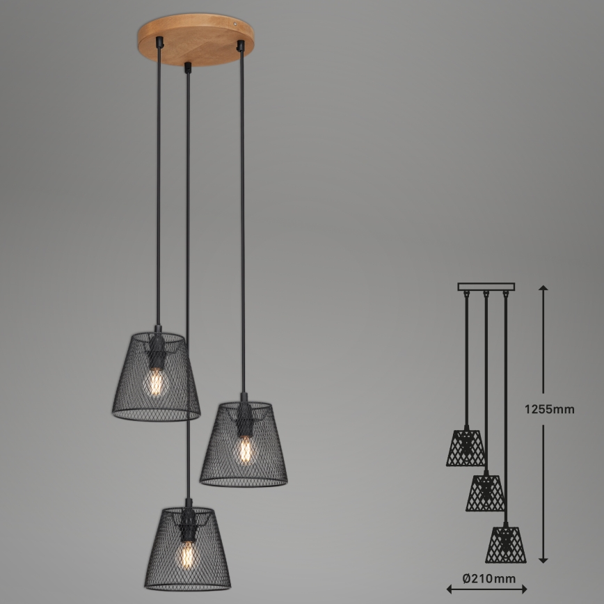 Briloner 4074-035 - Подвесная люстра TAUNUS 3xE14/40W/230V каучуковое дерево