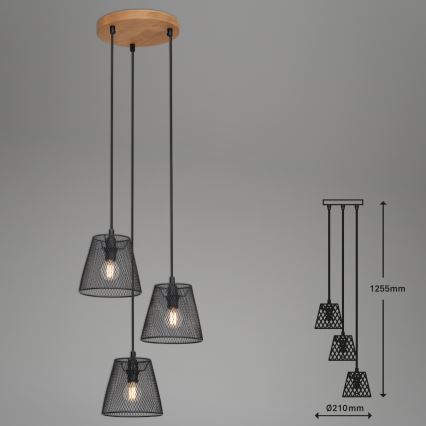 Briloner 4074-035 - Подвесная люстра TAUNUS 3xE14/40W/230V каучуковое дерево