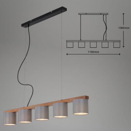 Briloner 4075-054 - Люстра на тросе RHON 5xE14/25W/230V