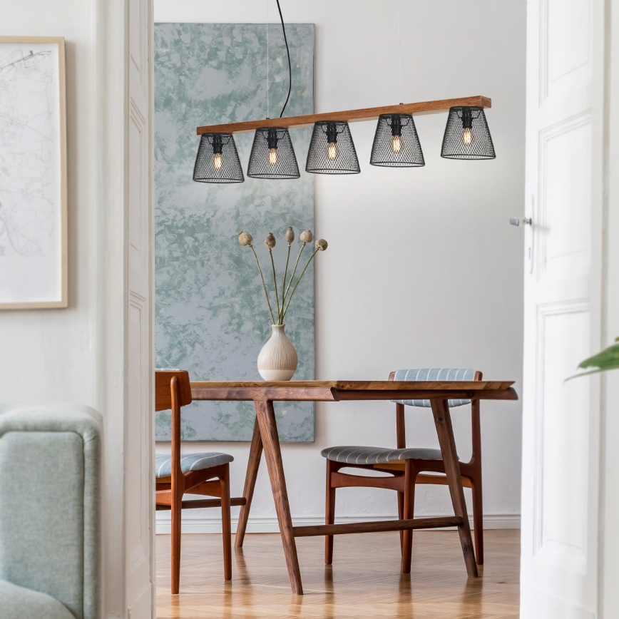 Briloner 4077-055 - Підвісний світильник на тросі WOOD & STYLE 5xE14/25W/230V з деревини гевеї