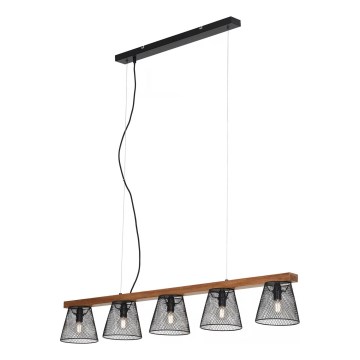 Briloner 4077-055 - Підвісний світильник на тросі WOOD & STYLE 5xE14/25W/230V з деревини гевеї