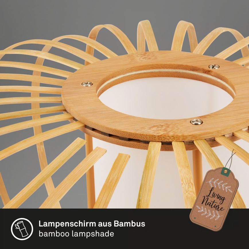 Briloner 4759031 - Подвесная люстра на шнуре 3xE27/10W/230V чёрная/бамбук