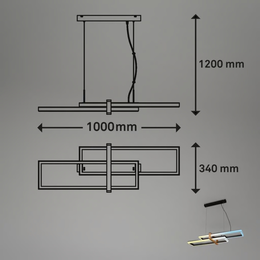 Briloner 4768015 - LED підвісна люстра на тросі з можливістю регулювання яскравості LED/44W/230V 2700-6500K 100 cm + з дистанційним пультом