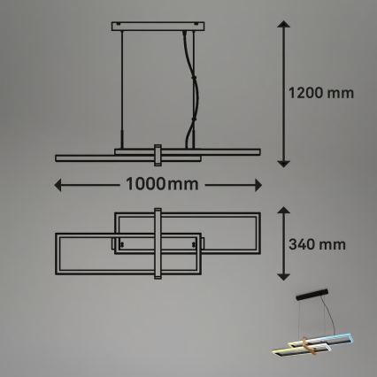 Briloner 4768015 - LED-люстра на тросі з регулюванням яскравості LED/44W/230V 2700-6500K + пульт дистанційного керування