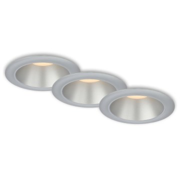 Briloner 7041-034 - НАБІР 3x Вбудований стельовий LED світильник для ванної LED/4,9W/230V IP44 срібний