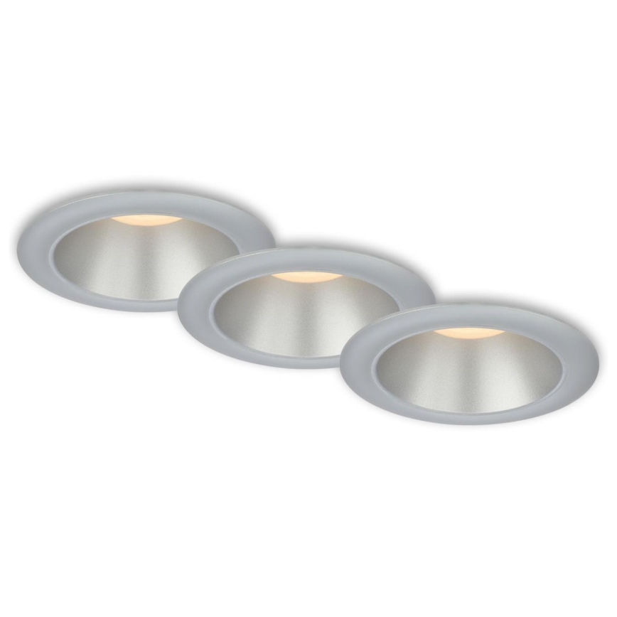 Briloner 7041-034 - НАБІР 3x Вбудований стельовий LED світильник для ванної LED/4,9W/230V IP44 срібний