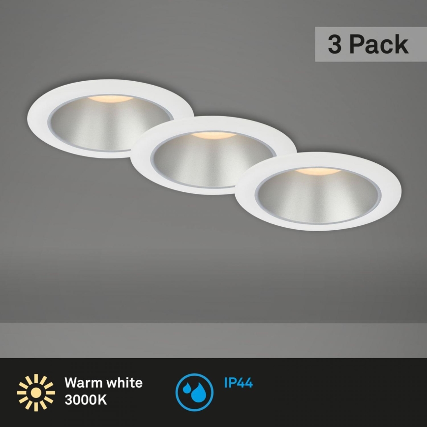 Briloner 7041-036 - НАБІР 3x Вбудований стельовий LED світильник для ванної LED/4,9W/230V IP44 білий