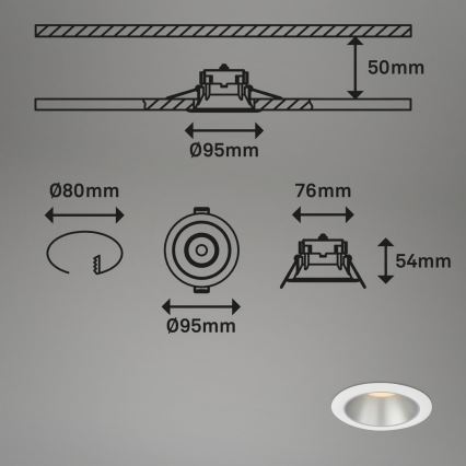 Briloner 7041-036 - НАБІР 3x Вбудований стельовий LED світильник для ванної LED/4,9W/230V IP44 білий