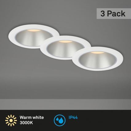 Briloner 7041-036 - НАБОР 3x Светодиодный встроенный светильник для ванной комнаты LED/4,9W/230V IP44 белый