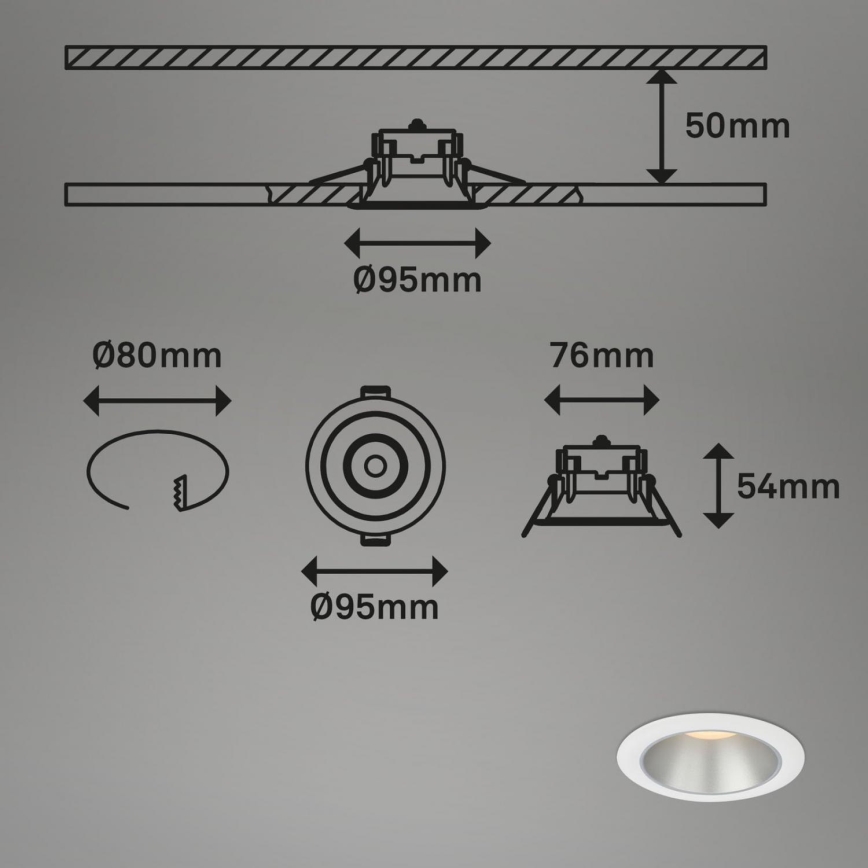 Briloner 7041-036 - НАБОР 3x Светодиодный встроенный светильник для ванной комнаты LED/4,9W/230V IP44 белый