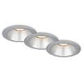 Briloner 7042-034 - НАБОР 3x Встроенный светильник для ванной комнаты 1xGU10/9W/230V IP23 серебристый