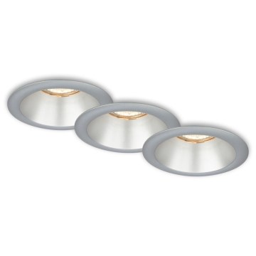 Briloner 7042-034 - НАБОР 3x Встроенный светильник для ванной комнаты 1xGU10/9W/230V IP23 серебристый