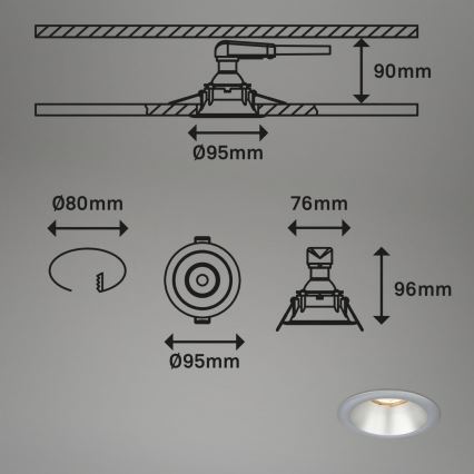 Briloner 7042-034 - НАБОР 3x Встроенный светильник для ванной комнаты 1xGU10/9W/230V IP23 серебристый