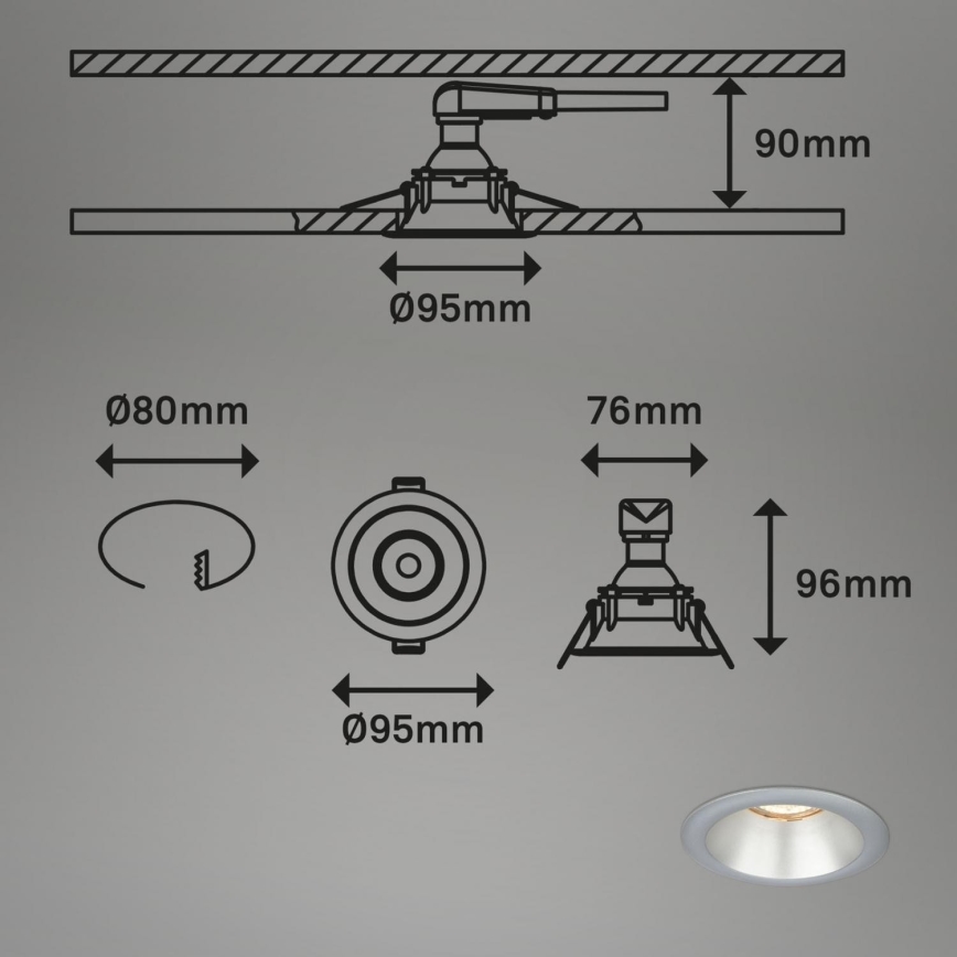 Briloner 7042-034 - НАБОР 3x Встроенный светильник для ванной комнаты 1xGU10/9W/230V IP23 серебристый
