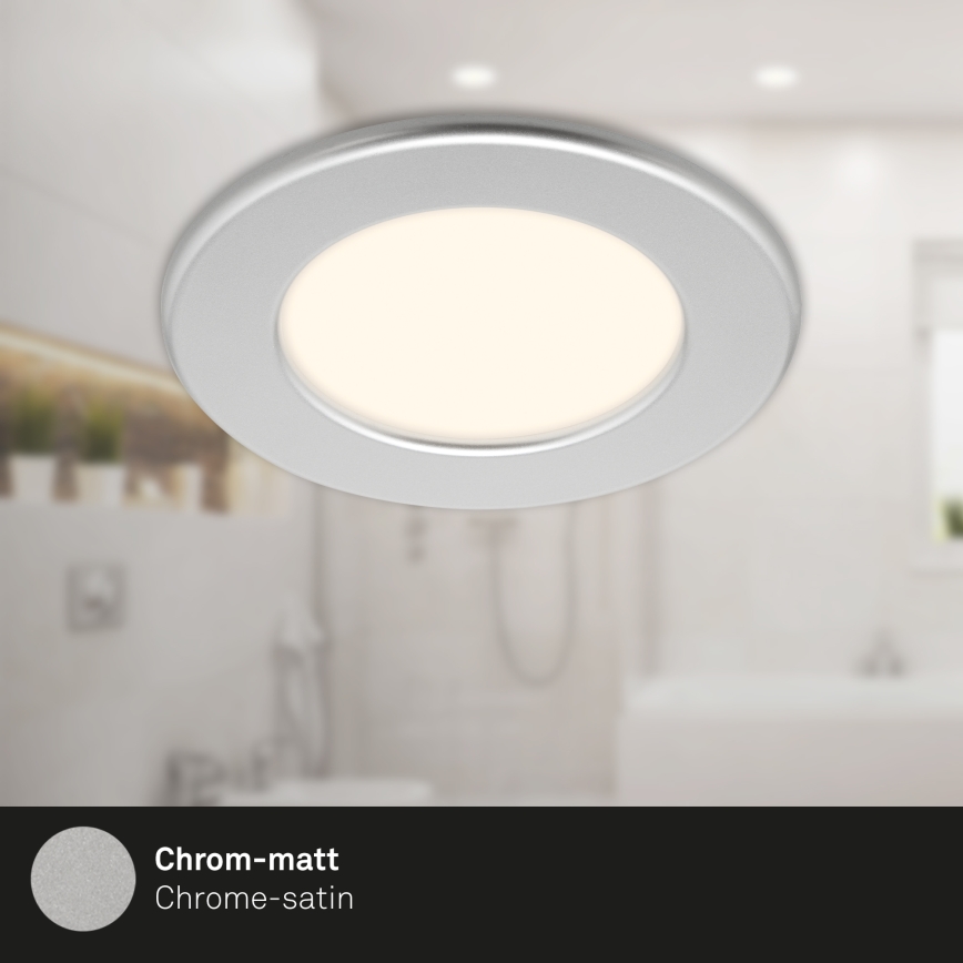 Briloner 7049014 - LED диммируемый встраиваемый потолочный светильник для ванной LED/6W/230V 3000K IP44 матовый хром