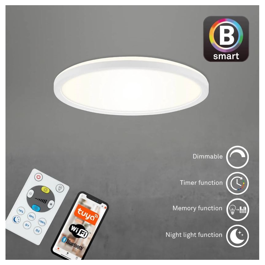 Briloner 7058-016 - Светодиодный светильник с регулированием яркости SLIM LED/18W/230V 2700-6500K Wi-Fi Tuya + дистанционное управление