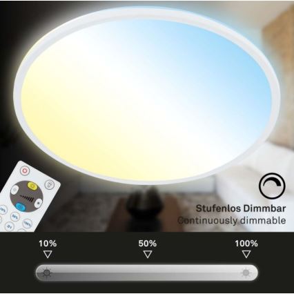Briloner 7079-016 - Светодиодный потолочный светильник с регулированием яркости SLIM LED/18W/230V 2700-6500K + дистанционное управление
