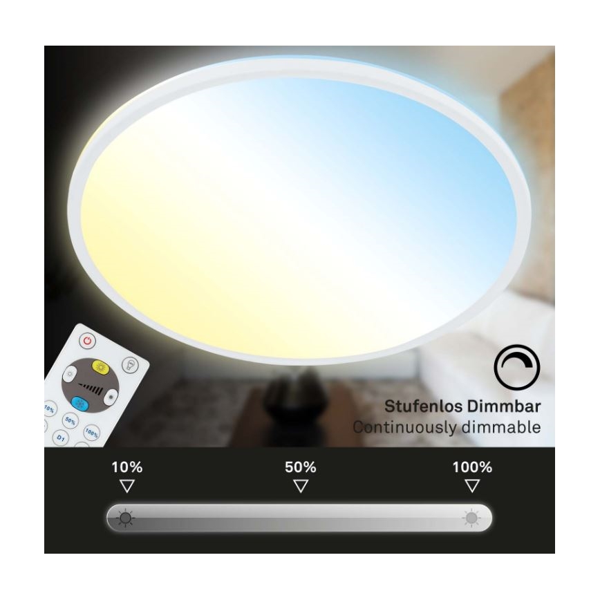 Briloner 7079-016 - Светодиодный потолочный светильник с регулированием яркости SLIM LED/18W/230V 2700-6500K + дистанционное управление