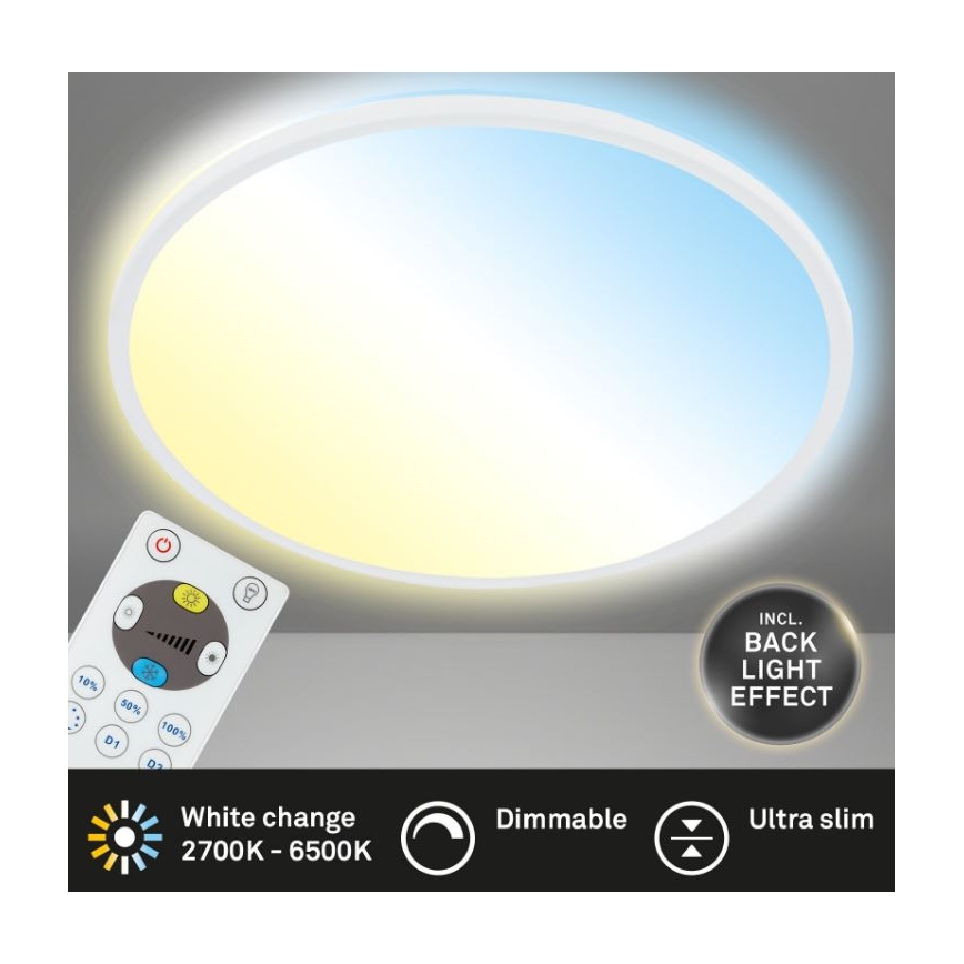 Briloner 7079-016 - Светодиодный потолочный светильник с регулированием яркости SLIM LED/18W/230V 2700-6500K + дистанционное управление