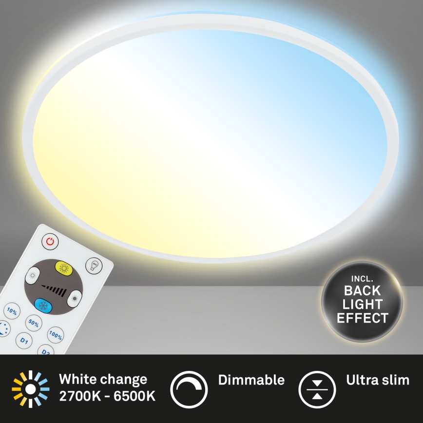 Briloner 7080-016 - Светодиодный потолочный светильник с регулированием яркости SLIM LED/22W/230V 2700-6500K + дистанционное управление
