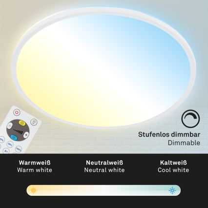 Briloner 7080-016 - Светодиодный потолочный светильник с регулированием яркости SLIM LED/22W/230V 2700-6500K + дистанционное управление