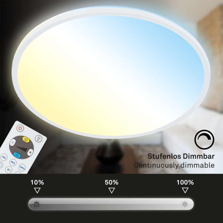 Briloner 7080-016 - Светодиодный потолочный светильник с регулированием яркости SLIM LED/22W/230V 2700-6500K + дистанционное управление
