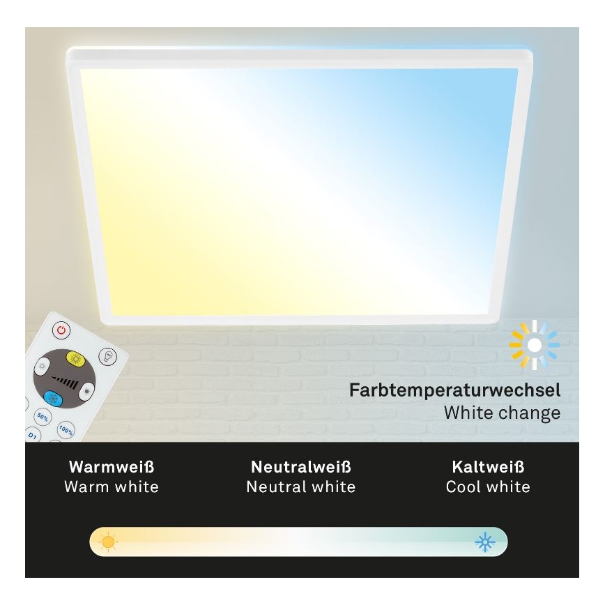 Briloner 7082-016 - Светодиодный потолочный светильник с регулированием яркости SLIM LED/22W/230V 2700-6500K + дистанционное управление
