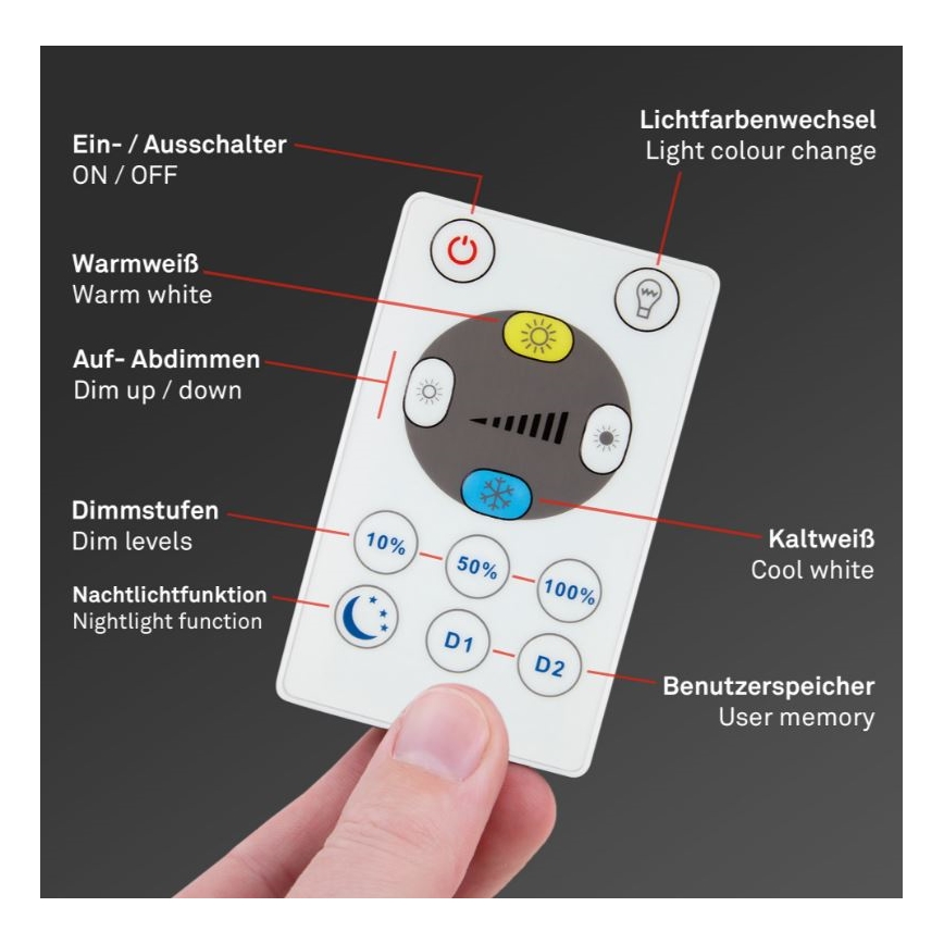 Briloner 7082-016 - Светодиодный потолочный светильник с регулированием яркости SLIM LED/22W/230V 2700-6500K + дистанционное управление