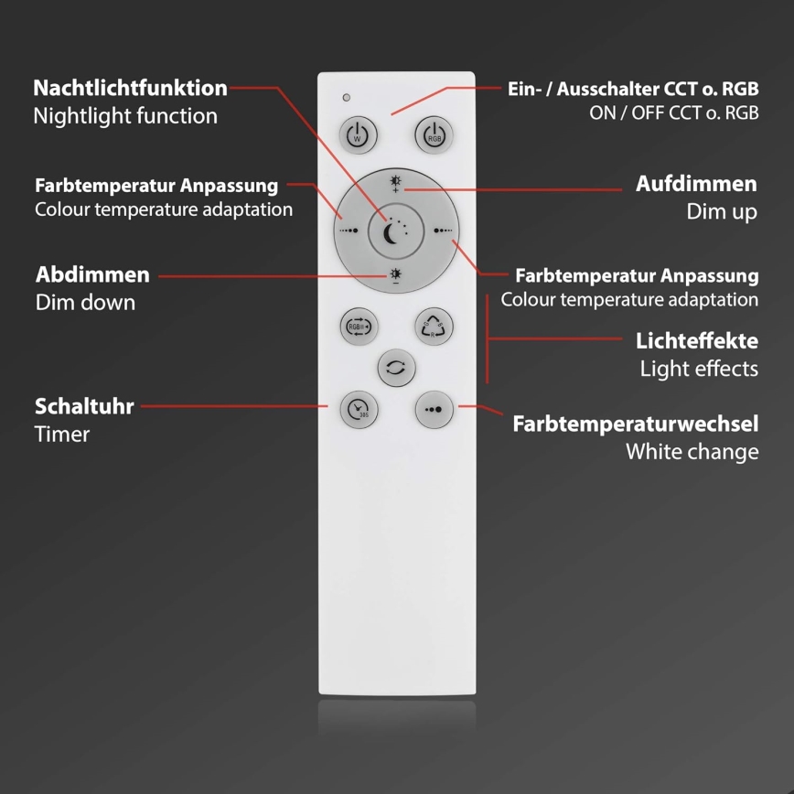 Briloner 7087-016 - LED RGBW Світильник з регулюванням яскравості SMART LED/24W/230V 3000-6500K Wi-Fi Tuya + пульт дистанційного керування