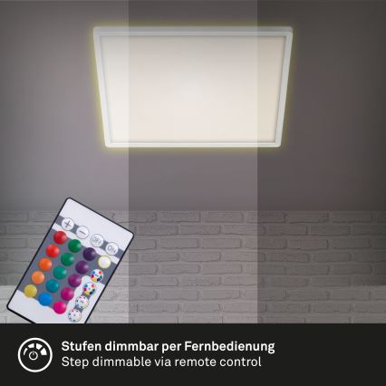 Briloner 7091-416 - Стельовий RGBW-світильник з регулюванням яскравості SLIM LED/22W/230V + пульт дистанційного керування