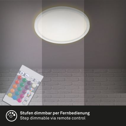 Briloner 7092-416 - Стельовий RGBW-світильник з регулюванням яскравості SLIM LED/15W/230V + пульт дистанційного керування