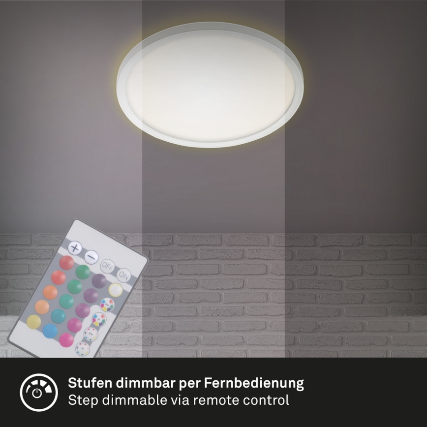 Briloner 7092-416 - Стельовий RGBW-світильник з регулюванням яскравості SLIM LED/15W/230V + пульт дистанційного керування