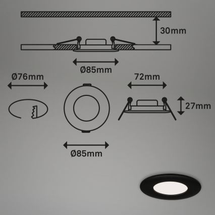 Briloner 7113-415 - Светодиодный встроенный светильник для ванной комнаты FLAT LED/5W/230V IP44