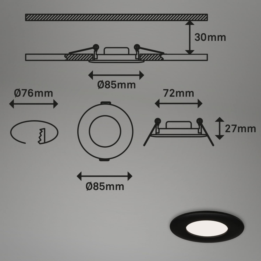 Briloner 7113-415 - Светодиодный встроенный светильник для ванной комнаты FLAT LED/5W/230V IP44