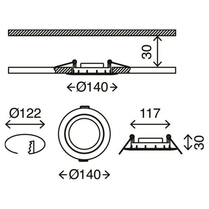 Briloner 7116-412 - Светодиодный встроенный светильник для ванной комнаты FLAT IN LED/9W/230V IP23