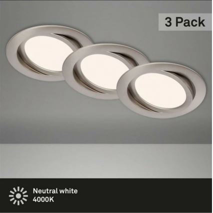 Briloner 7116-432 - НАБОР 3x Светодиодный встроенный светильник для ванной комнаты FLAT IN LED/9W/230V IP23