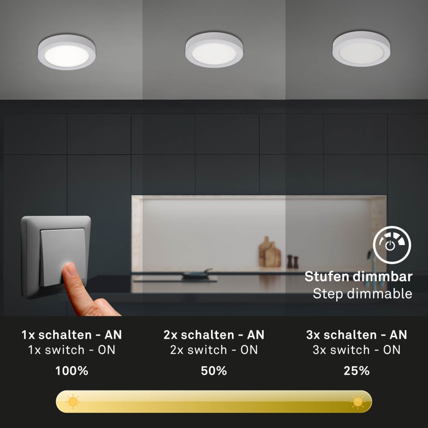 Briloner 7124-414 - Светодиодный потолочный светильник с регулированием яркости FIRE LED/12W/230V 4000K