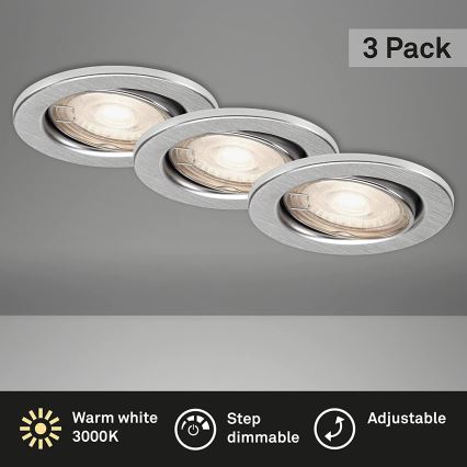 Briloner 7149-039 - НАБІР 3xLED Регульоване світло для ванної кімнати 1xGU10/5W/230V IP23