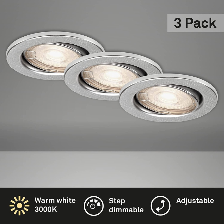 Briloner 7149-039 - НАБІР 3xLED Регульоване світло для ванної кімнати 1xGU10/5W/230V IP23