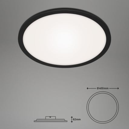 Briloner 7168-015 - Светодиодный потолочный светильник с регулированием яркости PIATTO LED/22W/230V 3000-6500K диаметр 40 см черный + дистанционное управление