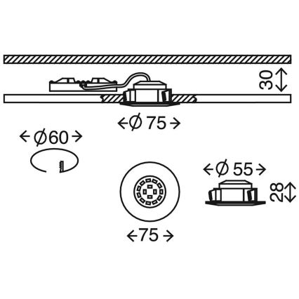 Briloner 7204-031 - НАБІР 3x Вбудований стельовий LED світильник для ванної ATTACH LED/5W/230V IP44