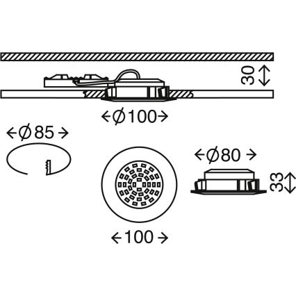 Briloner 7206-018 - Вбудований стельовий LED світильник для ванної ATTACH LED/10,5W/230V IP44