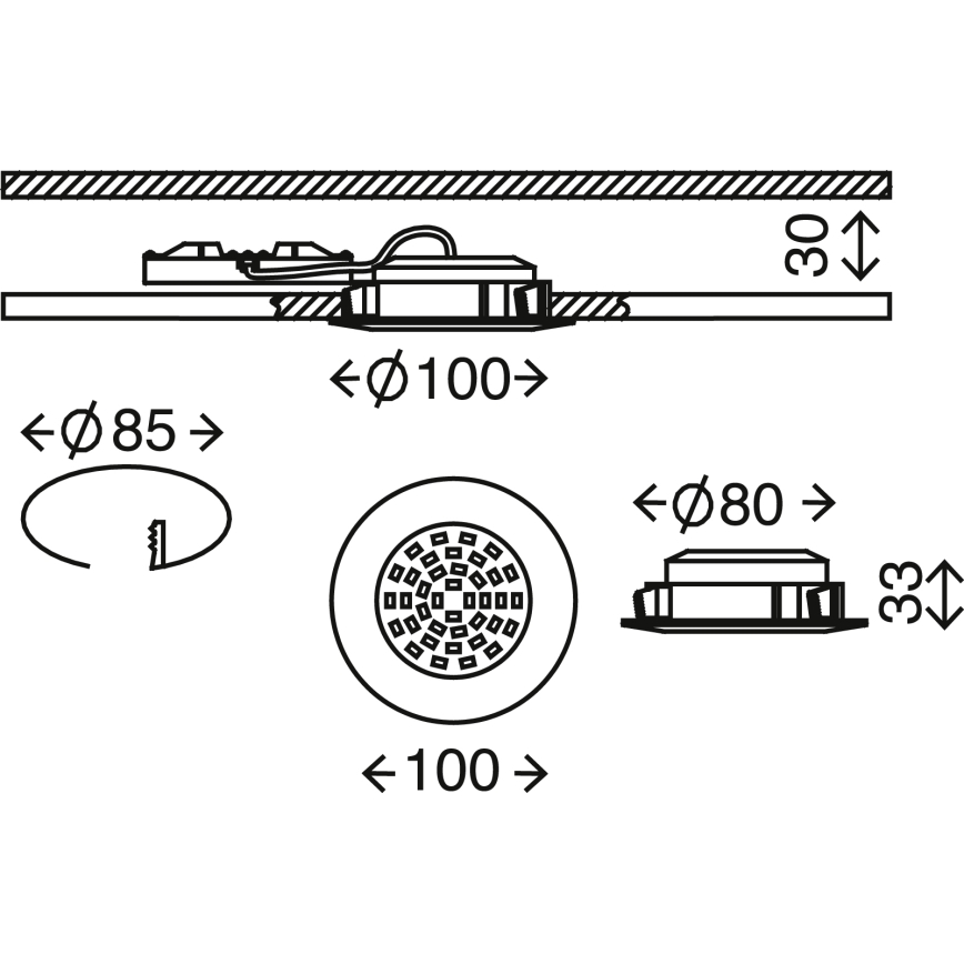 Briloner 7206-018 - Вбудований стельовий LED світильник для ванної ATTACH LED/10,5W/230V IP44