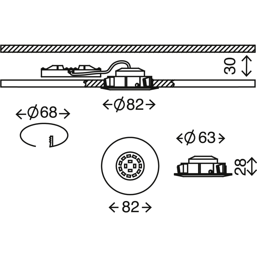 Briloner 7209-018 - Вбудований стельовий LED світильник для ванної ATTACH LED/5W/230V IP23